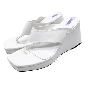 Circus by‎ Sam Edelman Women's Moira Wedge Thong Platform Sandals White Size 9.5